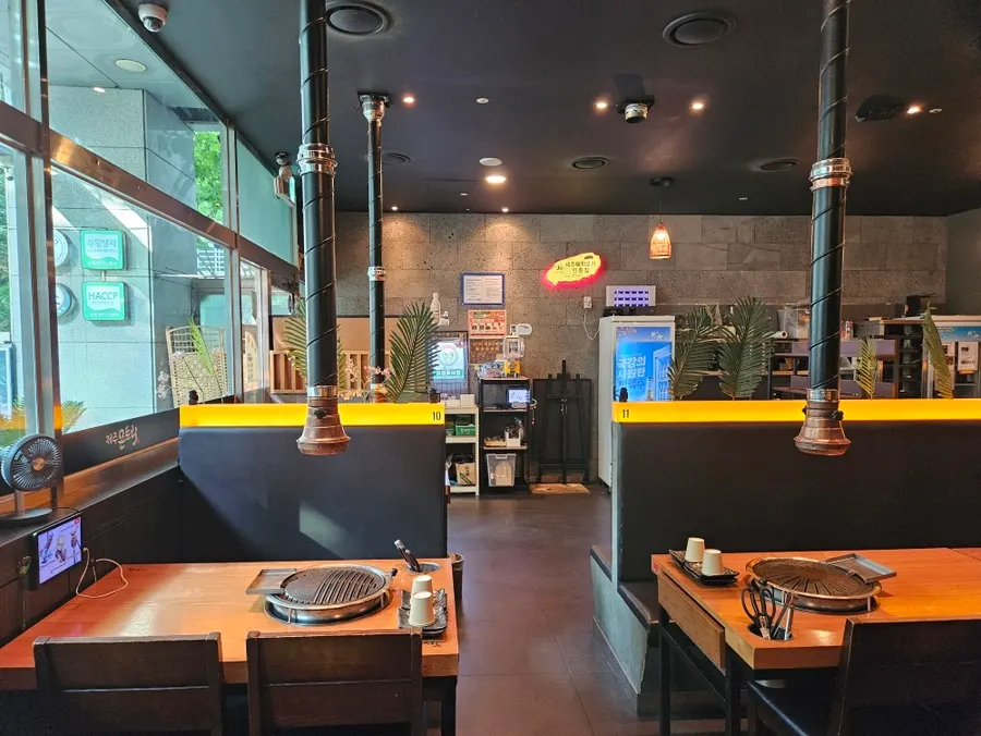 Clean-styled dining hall seating