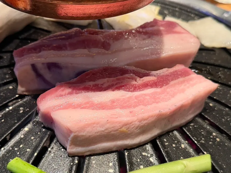 Vividly colored Jeju black pork belly