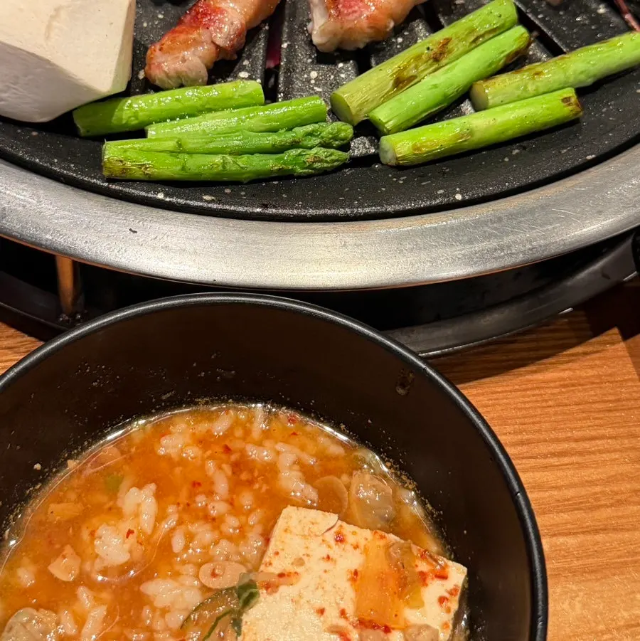 Whole shrimp inside the doenjang jjigae
