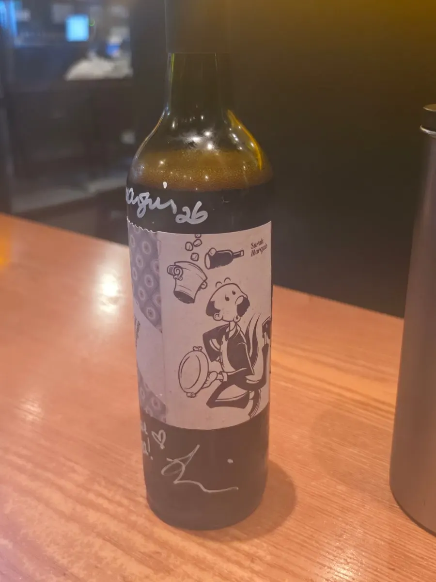 Bottle of Mollydooker The Maitre D' wine brought in under the free corkage policy