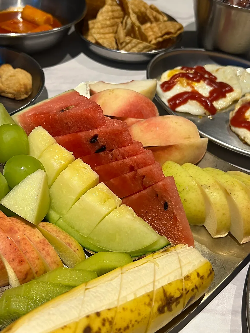Close-up of the generous seasonal fruit portion