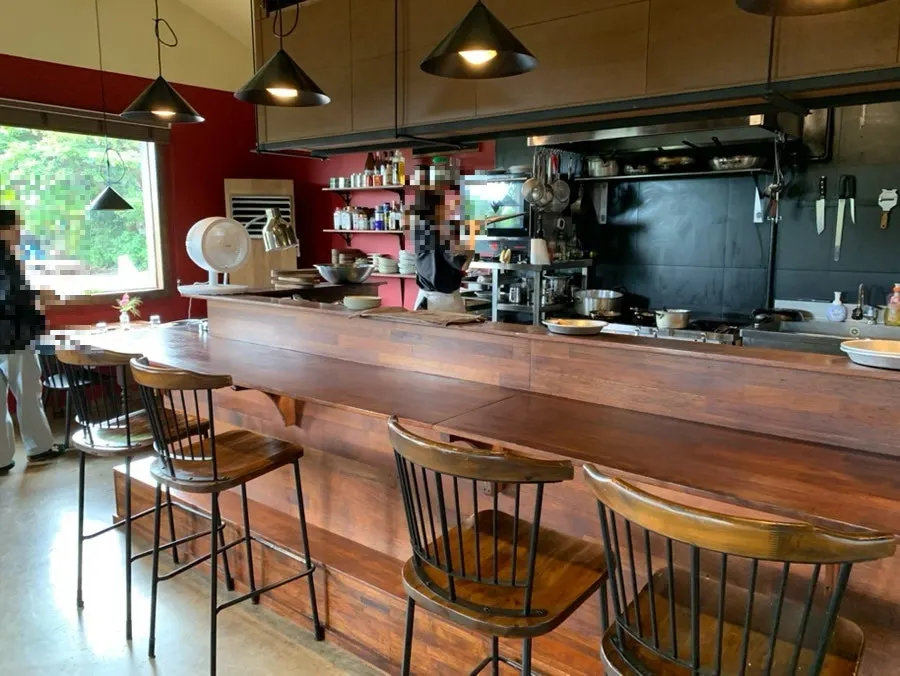 Interior with regular table seating