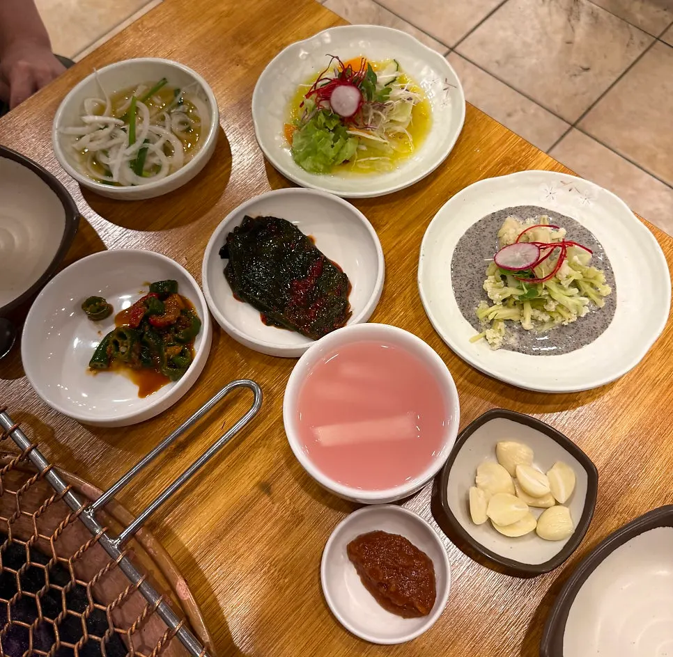 Neatly arranged basic side dish spread