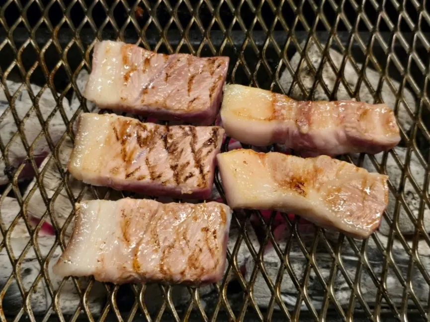 A piece of meat dipped in mel-jorim