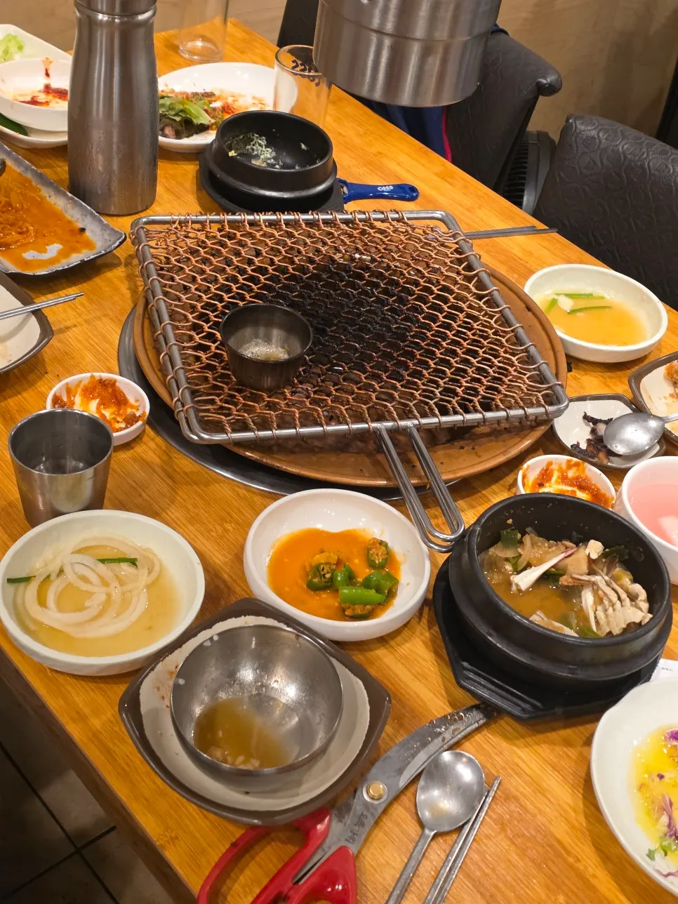 Soybean paste stew and rice ordered to finish the meal