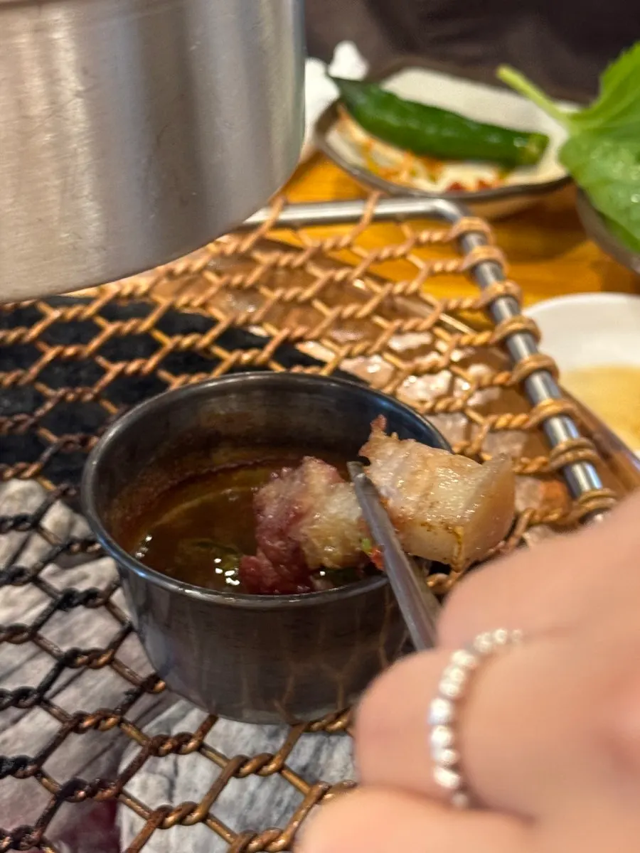 Black pork belly dipped in mel-jeot