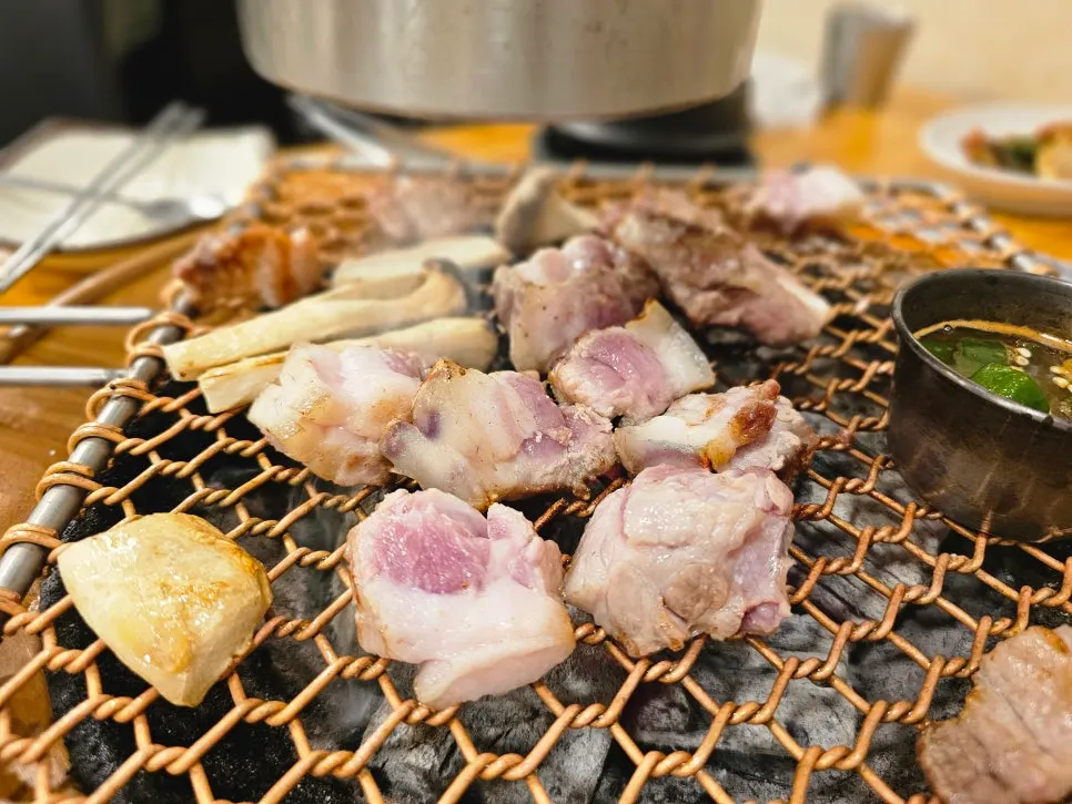 Black pork belly grilled golden over charcoal