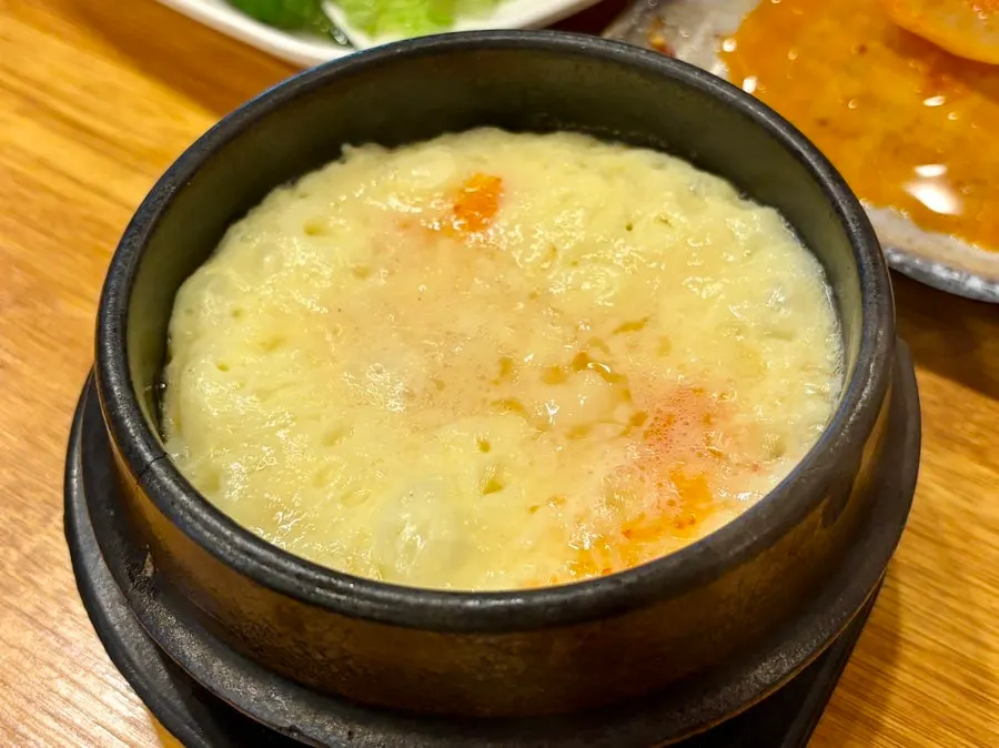 Steamed egg served as a complimentary side