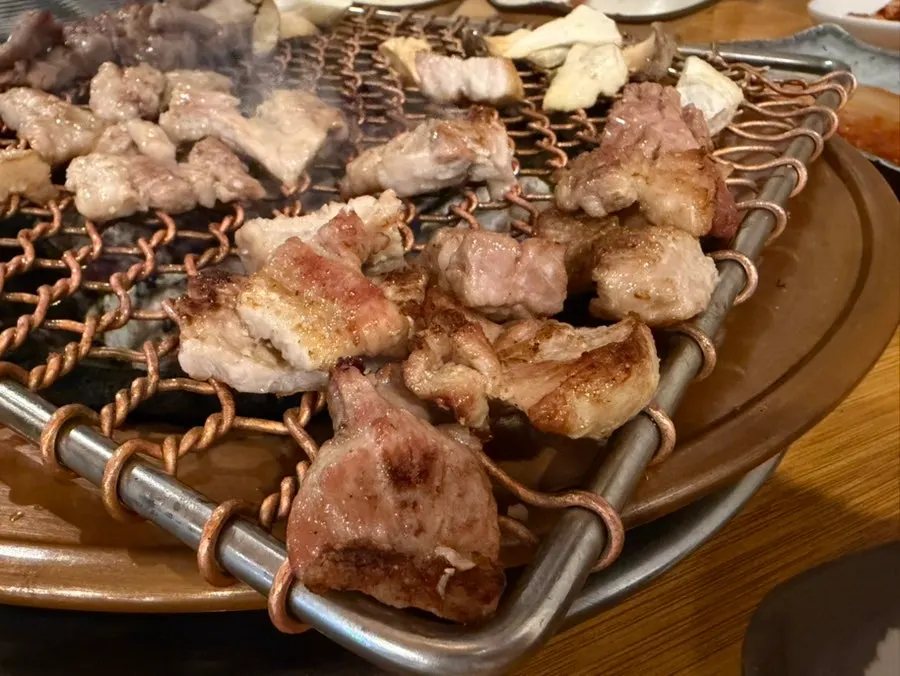 Fresh ribs grilled over charcoal