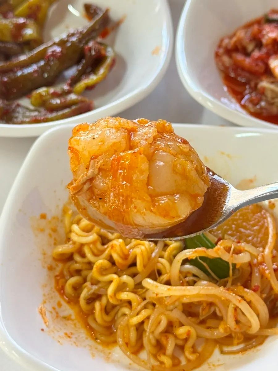 Rice mixed with the thickened sauce broth