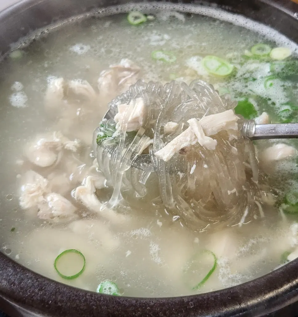 Dakgomtang broth with chicken and glass noodles