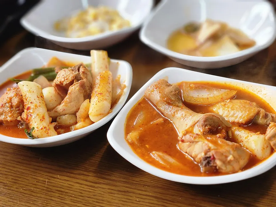 Spicy dakdoritang broth boiling vigorously