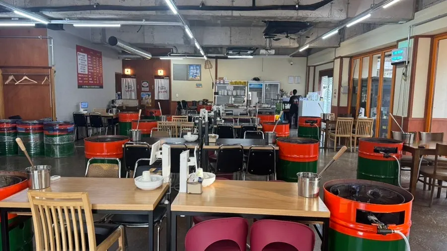 Retro-style dining hall seating