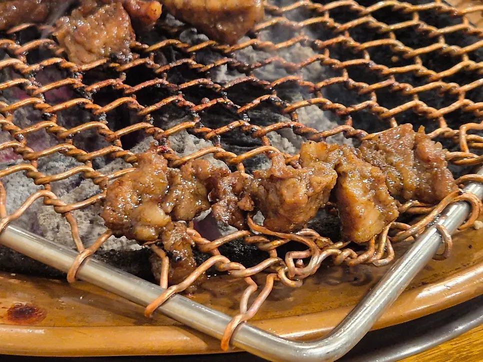 Marinade caramelizing on the pork ribs