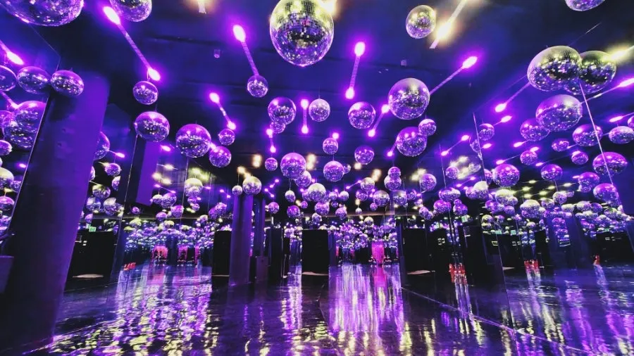Media art photo space filled with light and color