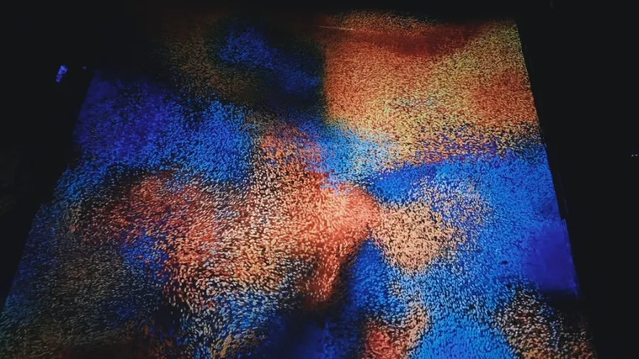 Responsive media art zone reacting to visitor movement
