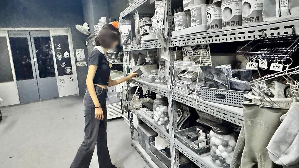 Concept space at Nohyeong Supermarket where color has disappeared