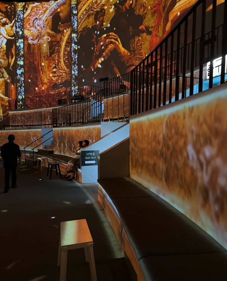 Media art display in the main hall of Nohyeong Supermarket