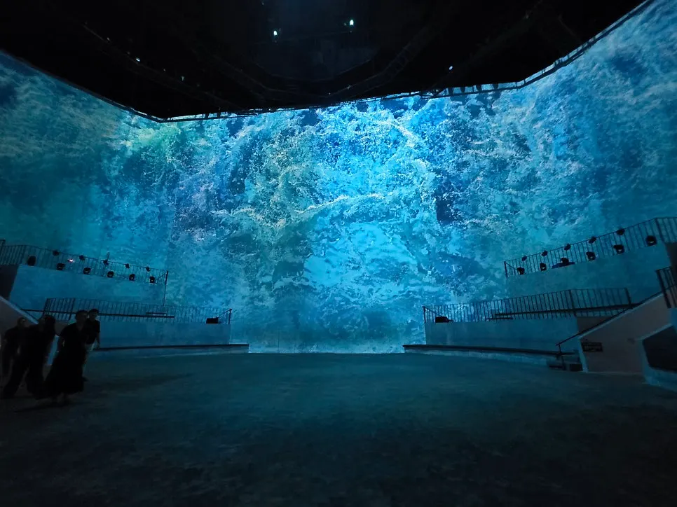 Media art playing on the large screen