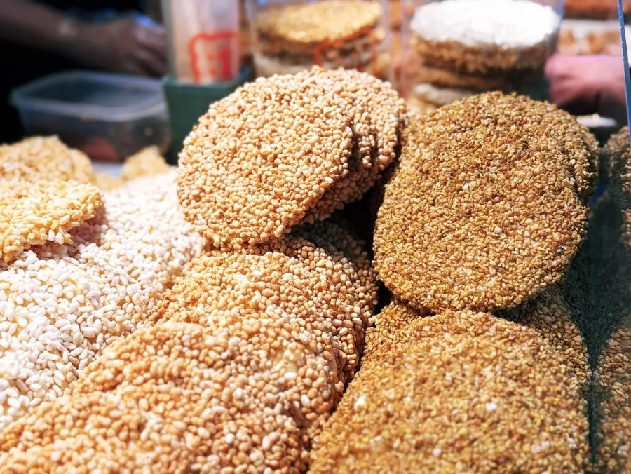 Gwajul with puffed rice and rice syrup