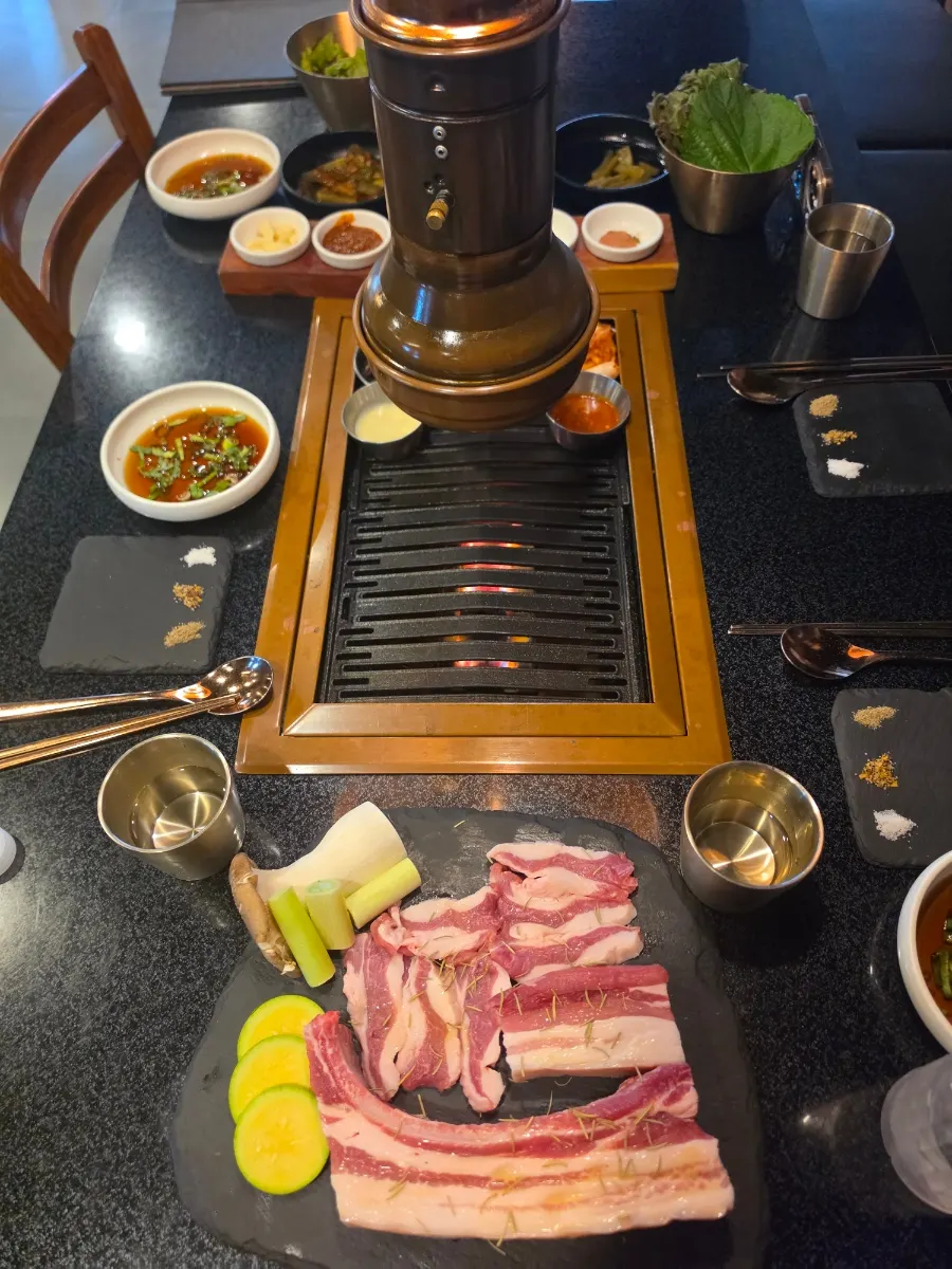 Signature BBQ A Set table setting including grilled vegetables