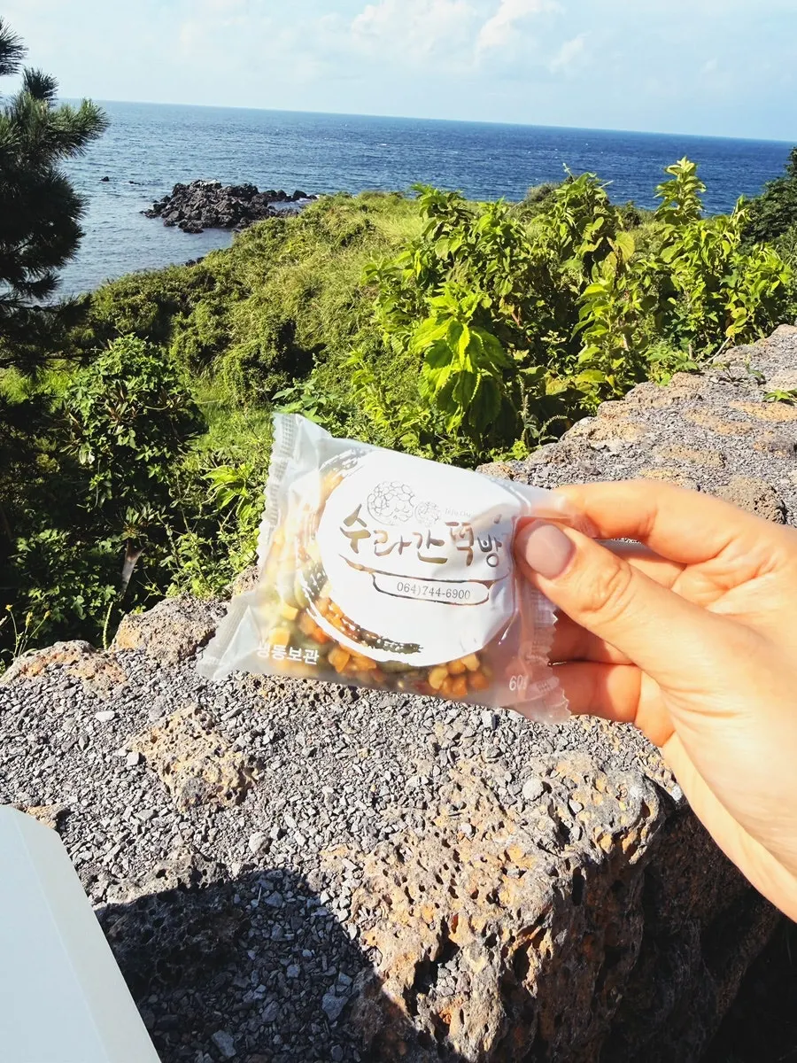 담백한 맛의 오메기떡 접시