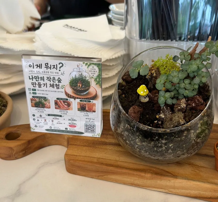 Table setting with the garden visible through the window