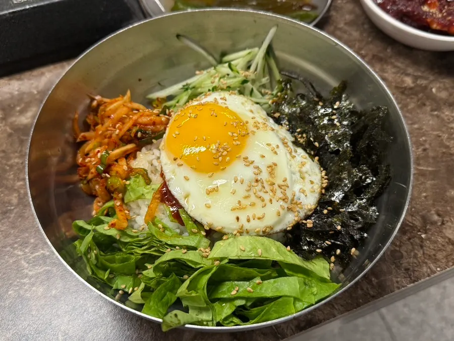 Yeolmu noodles with floating ice flakes