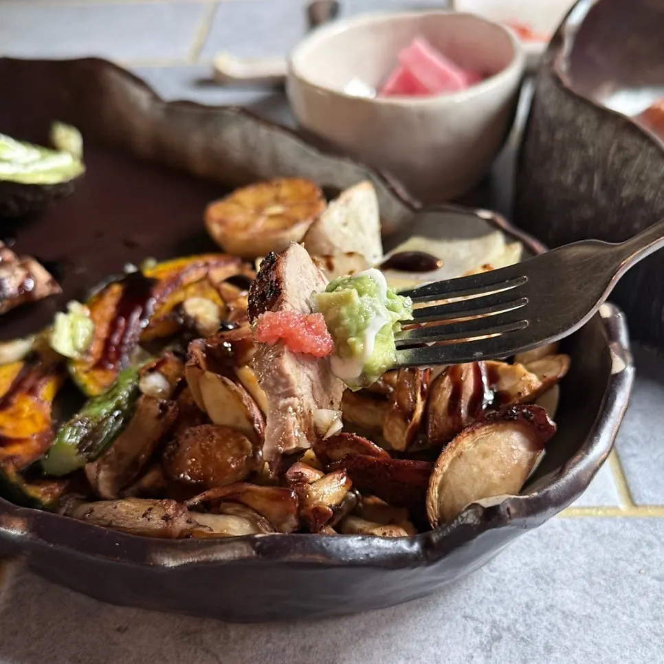 A thick slice of Pyeongdae Alhi's sous-vide steak