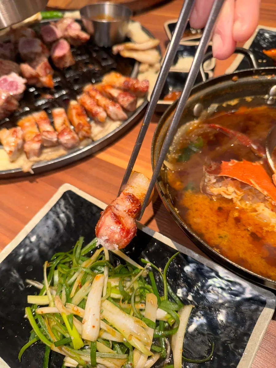 Grilled black pork pulled forward, ready to eat