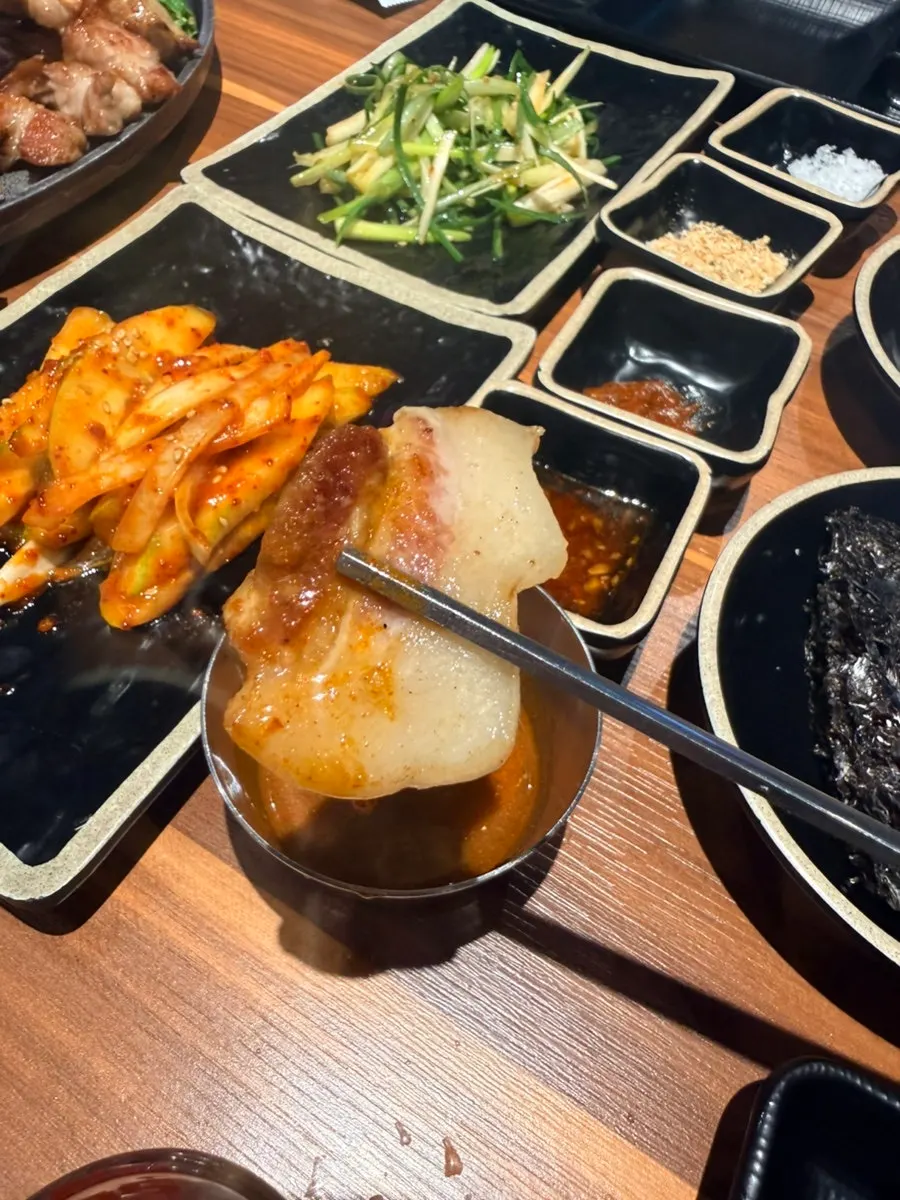 Aged black pork cooking on the plate