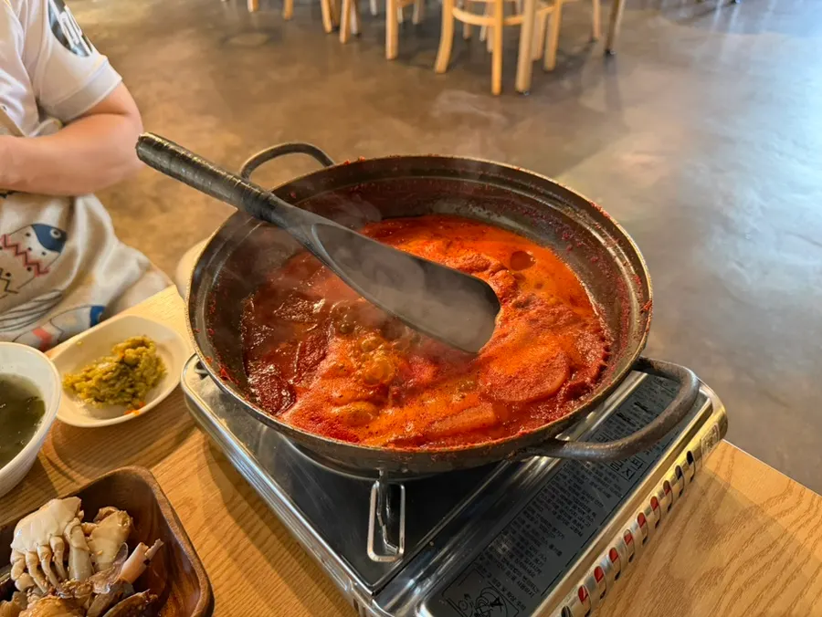 Soy marinated crab served as a basic side dish
