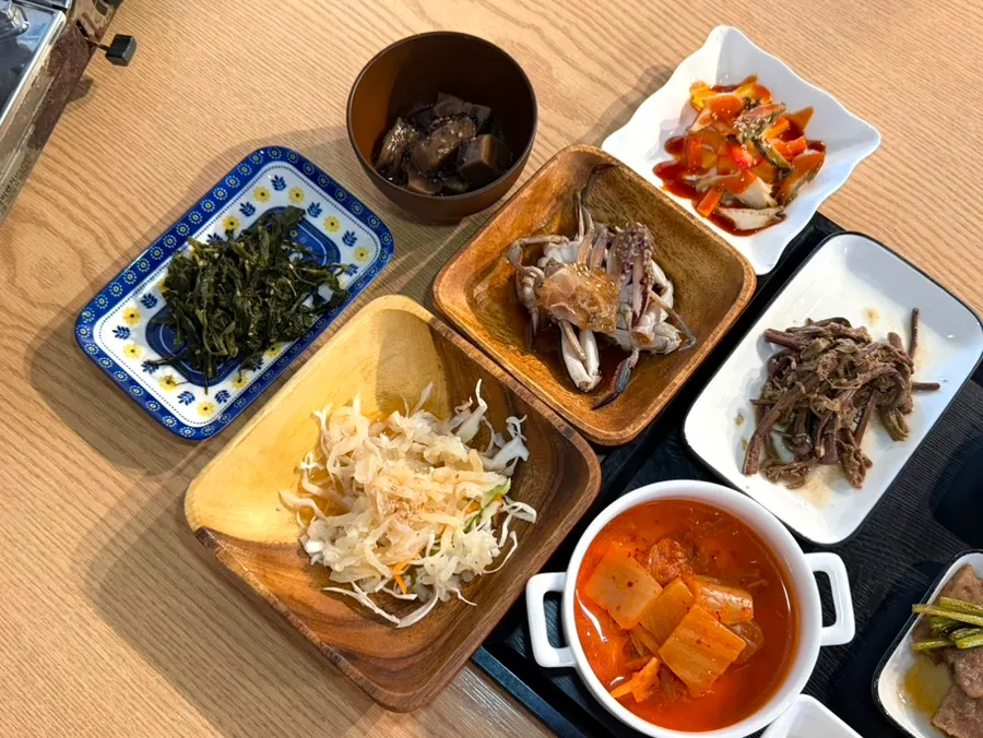 Course side dishes served with the boneless cutlassfish stew set for two