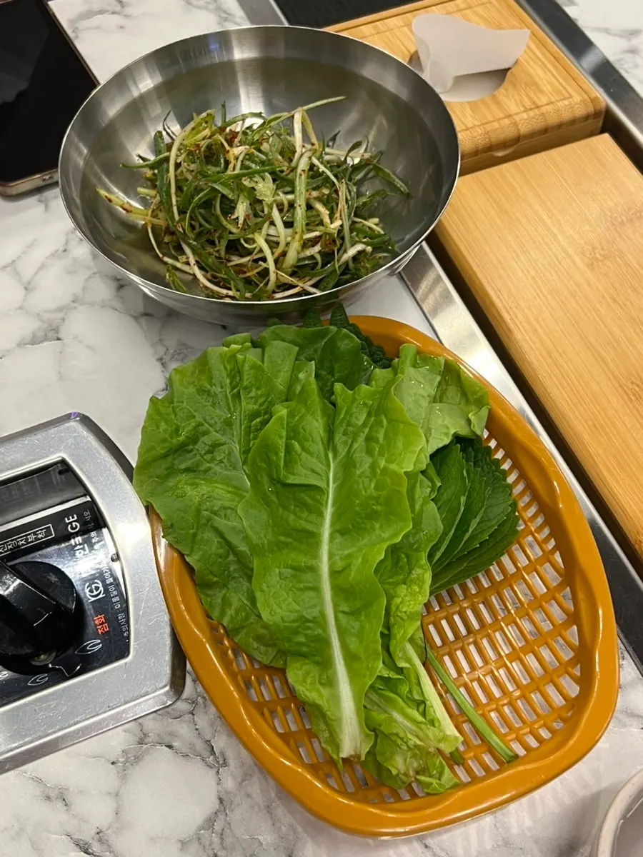 Lettuce wraps and scallion salad side dishes