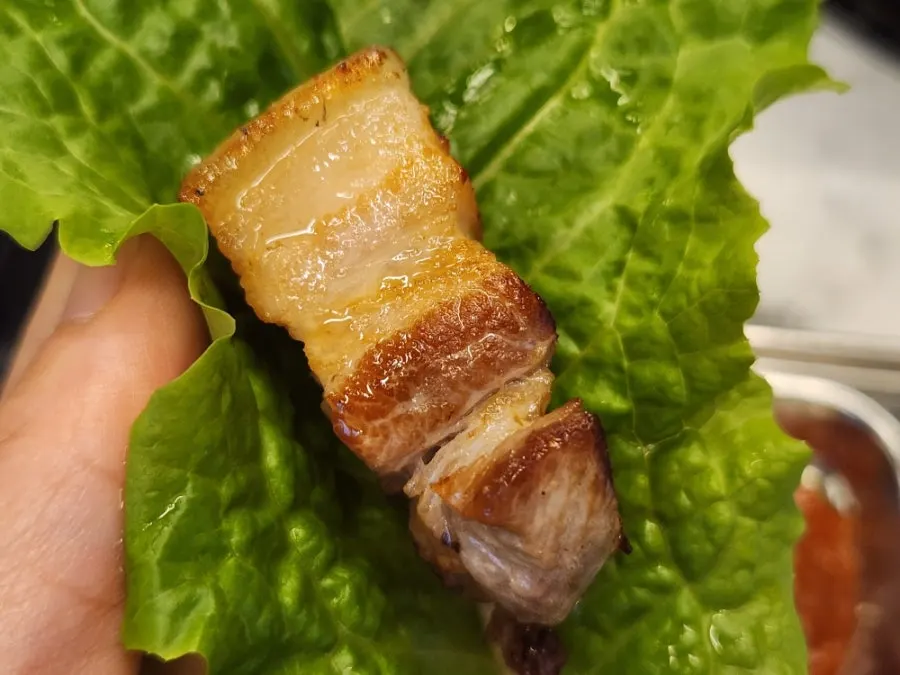 Black pork belly dipped in myeoljeot