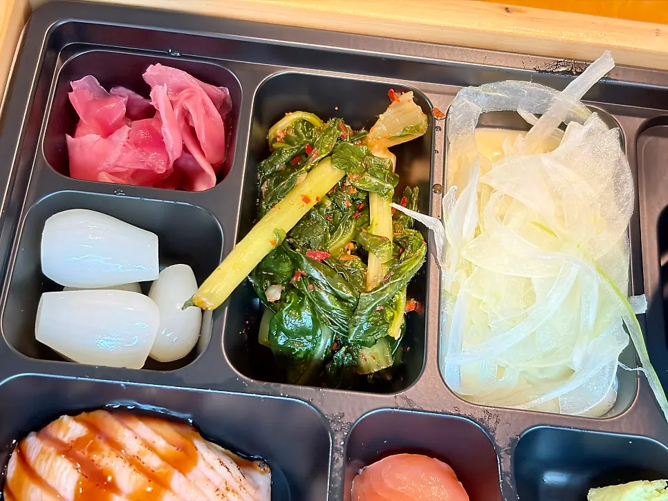 Close-up of the lunch box side dishes