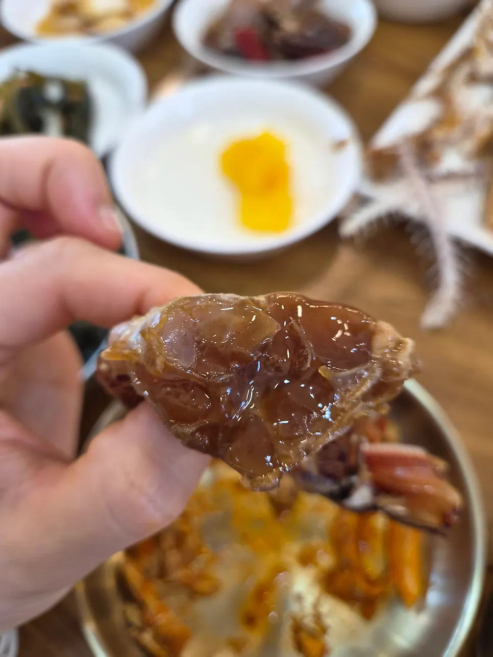 Soy-marinated crab packed full inside