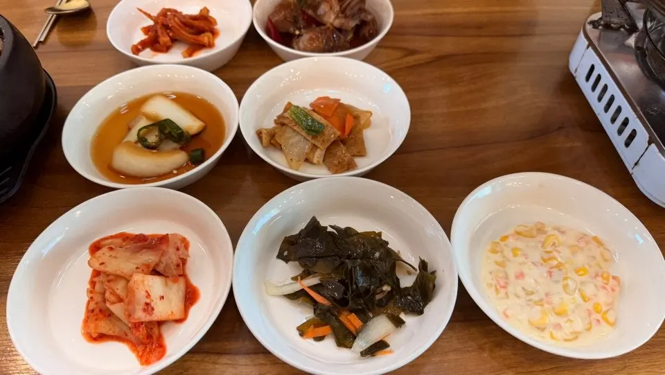 Table set with various side dishes