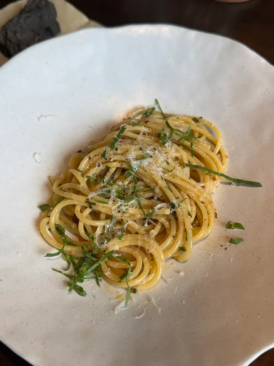 Basil pesto spaghetti, switched for an extra ₩3,000