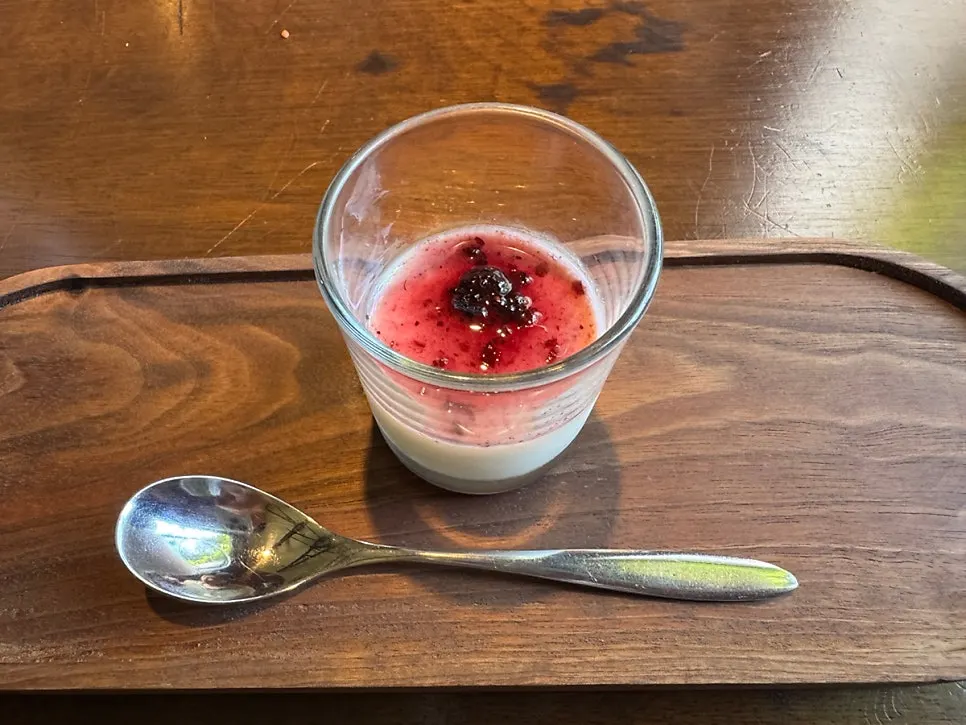 Panna cotta served for dessert