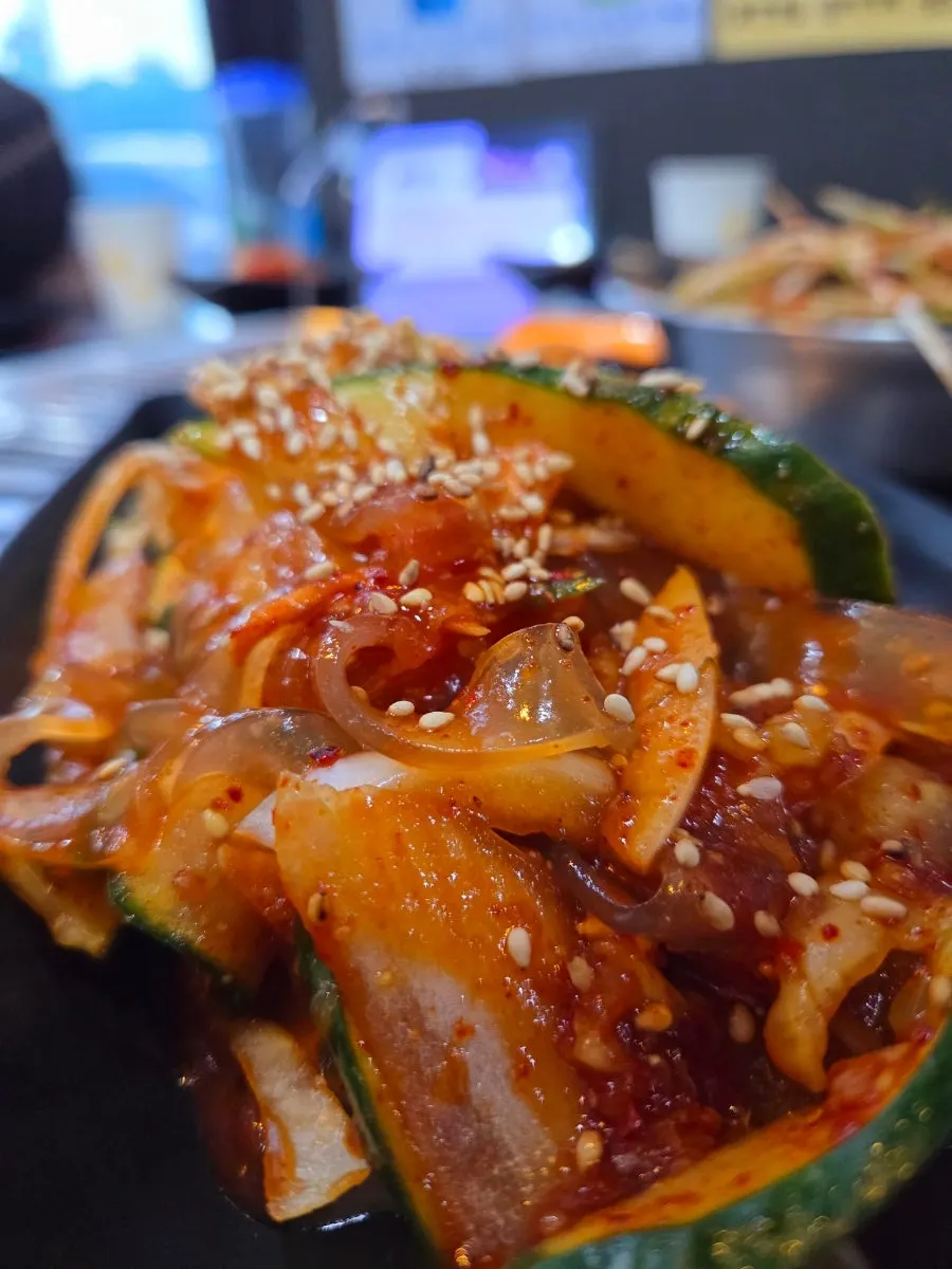 A plate of sweet and tangy oi dangmyeon muchim