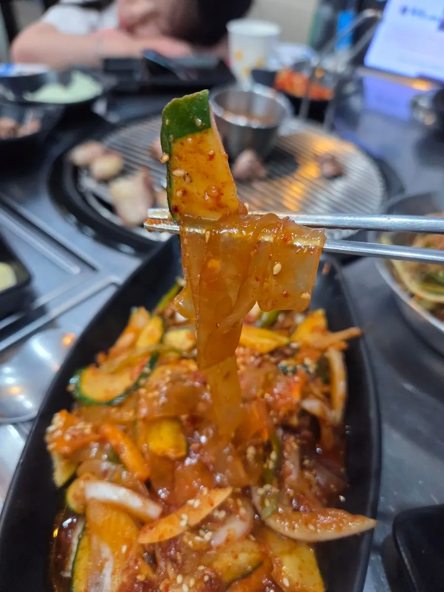 Crunchy cucumber mixed with glass noodles