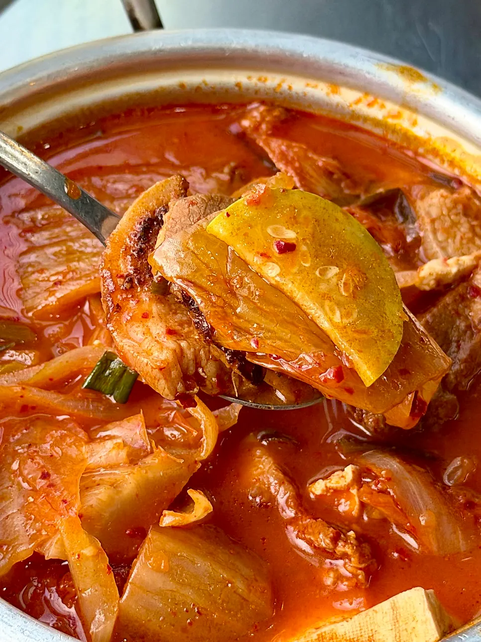Kimchi stew loaded with kimchi and meat