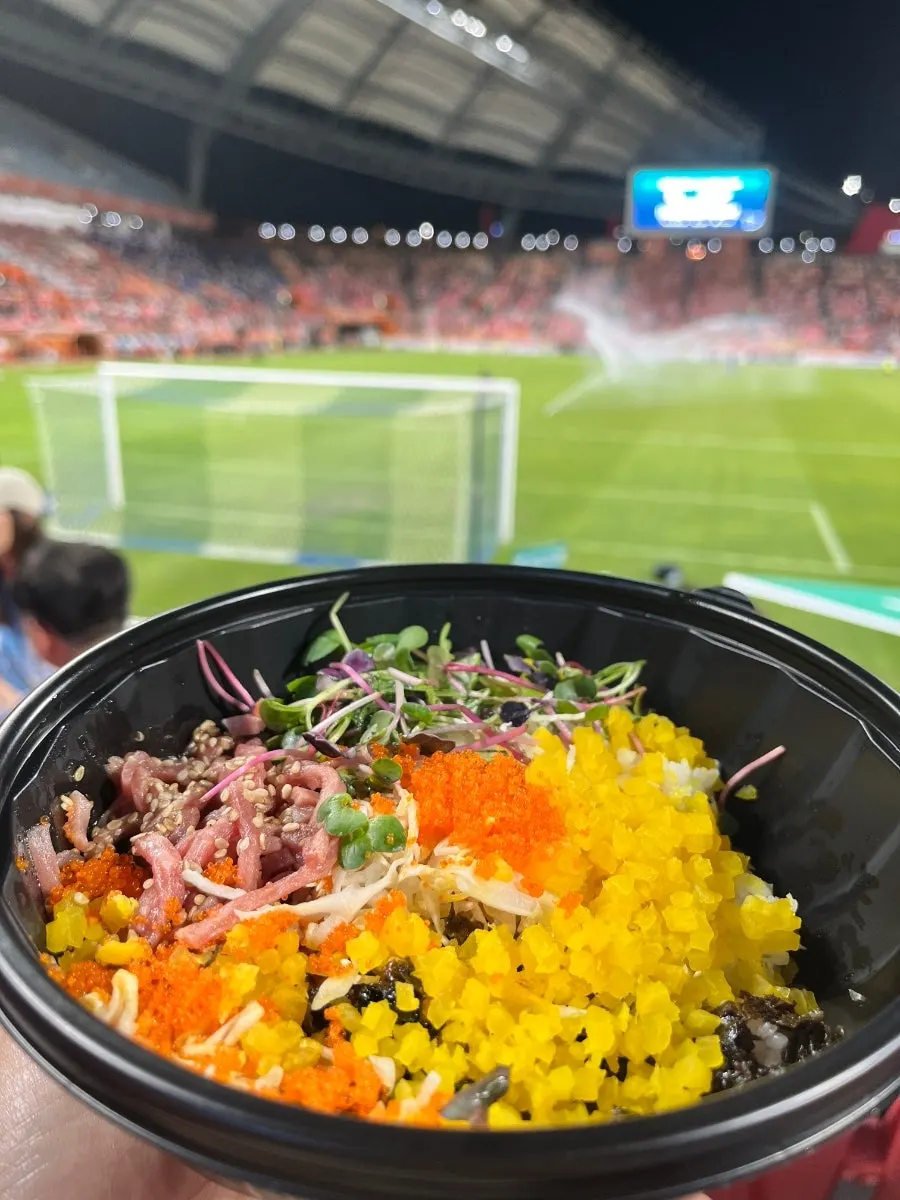 Raw beef bibimbap piled generously with raw beef