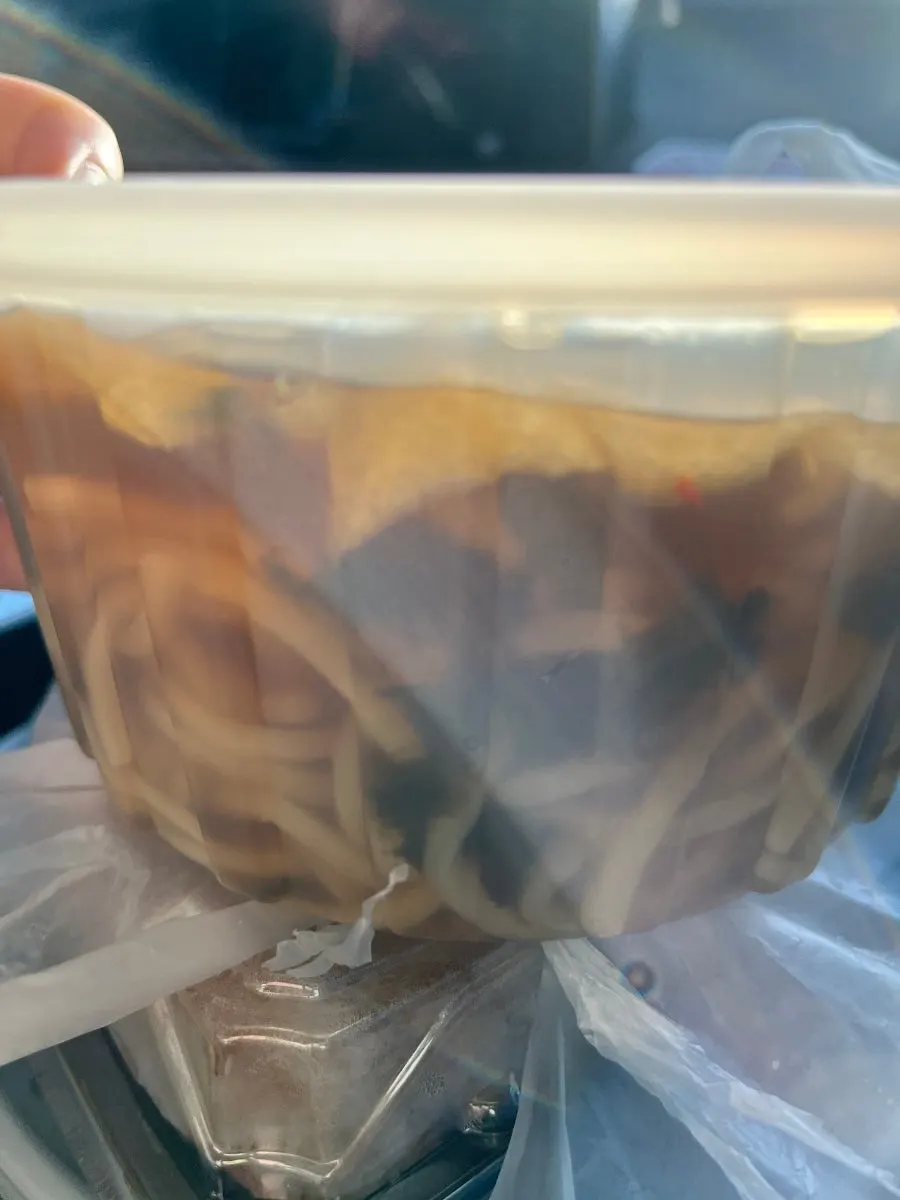 Fried tofu udon packed warm
