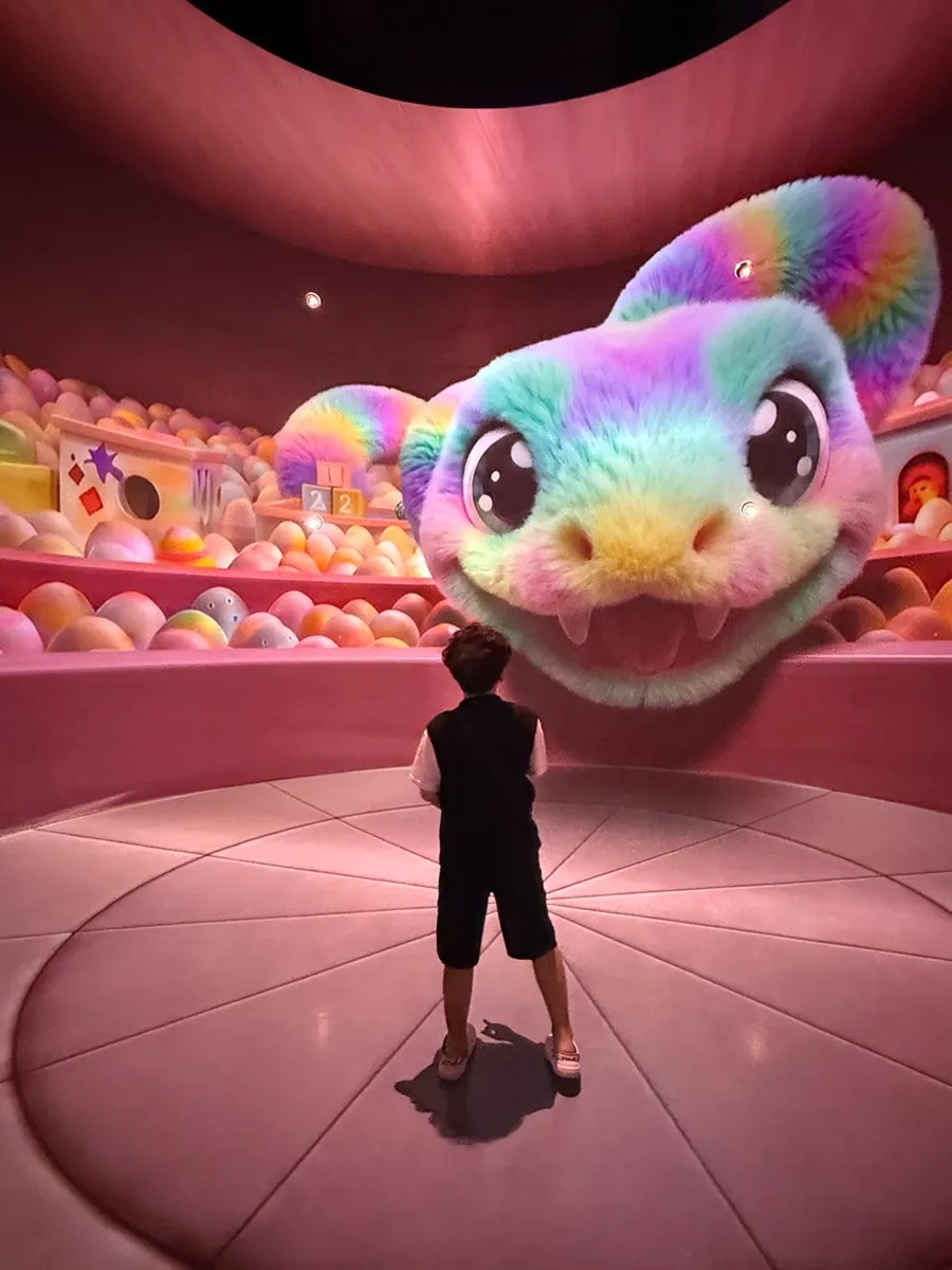 Child in front of a media screen at Theme Park Toon