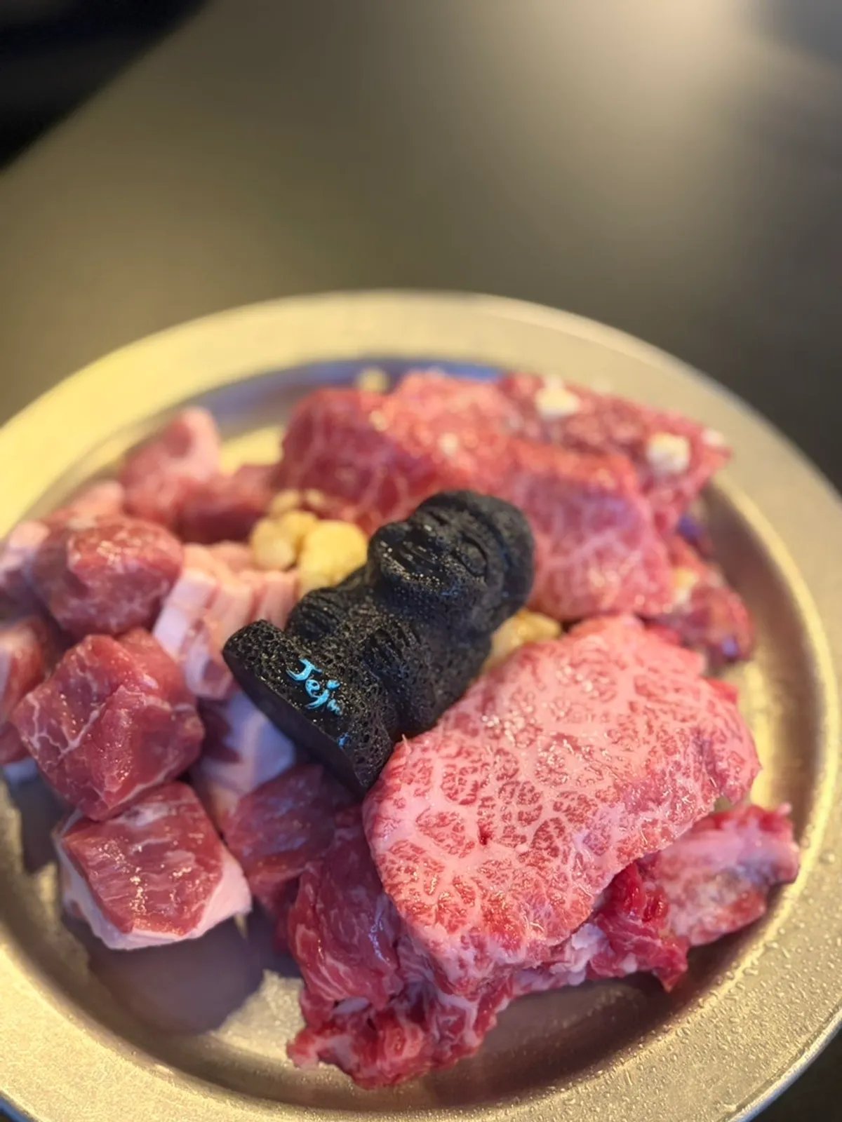 Plate of well-marbled 1++ hanwoo galbisal