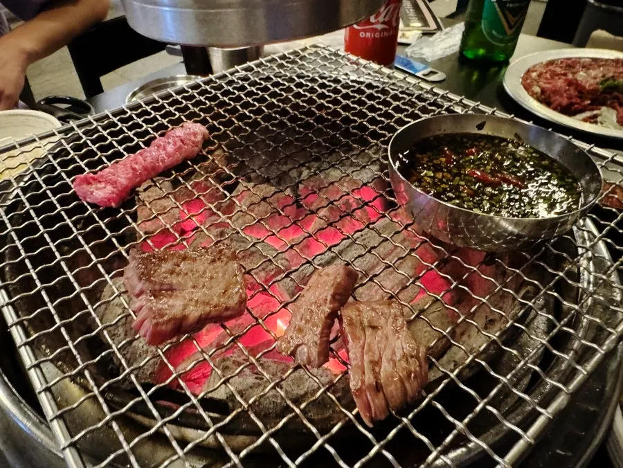 A grilled piece of hanwoo