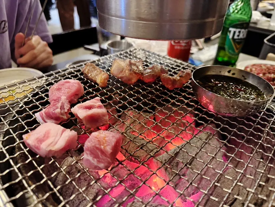 Garlic galbisal on the grill