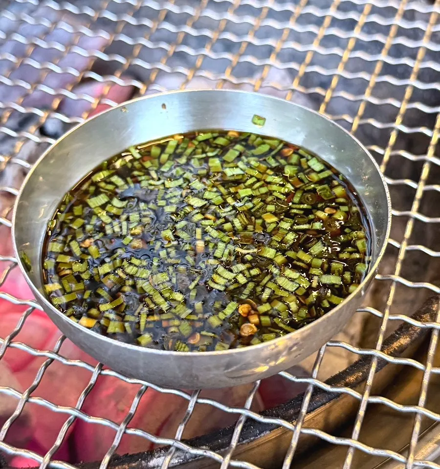 Manong gochu ganjang served on the grill